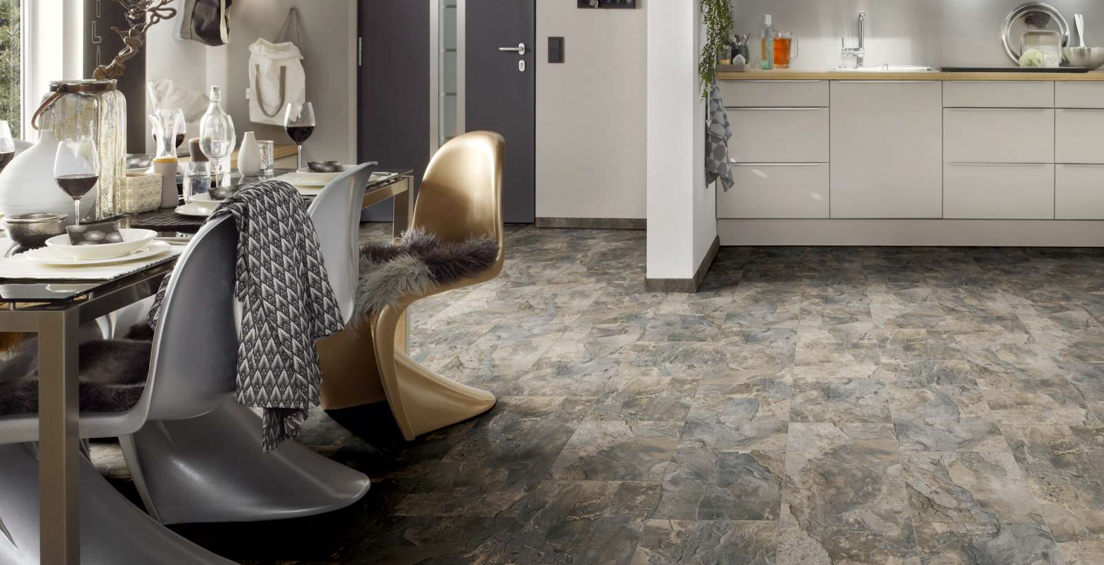 Pewter Slate, OS, 8 mm, Tile - Room Scene