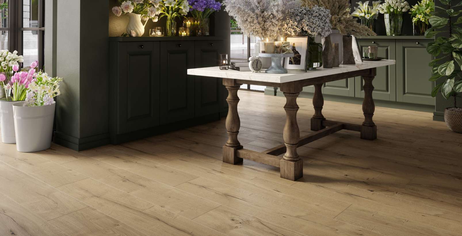 Oak Bradford, LU, 8.5 mm, Wide Plank - Room Scene