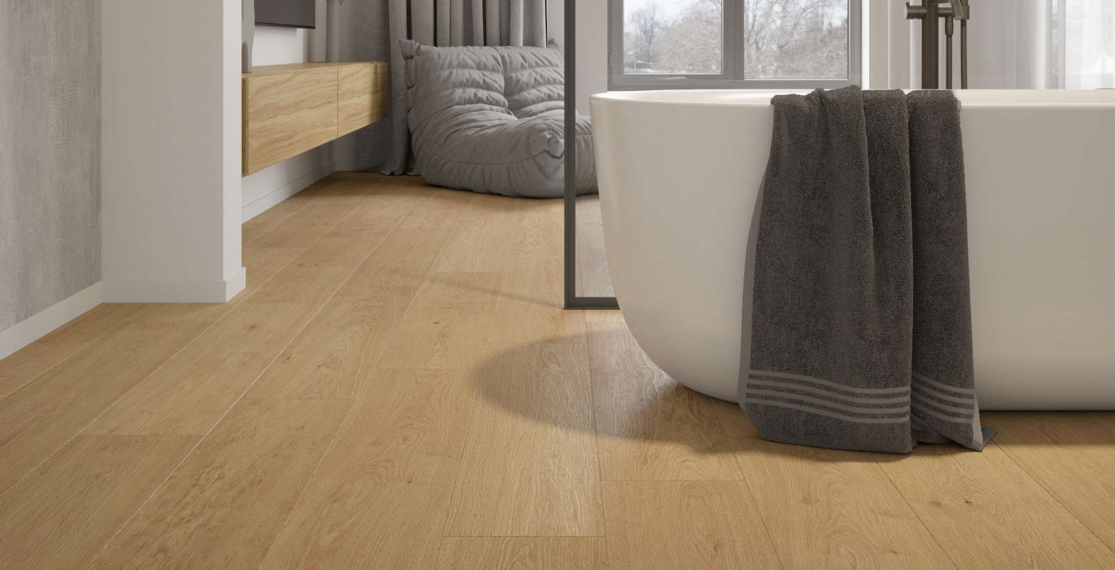 Caramel Regis Oak, SE, 6 mm, Wide Plank - Room Scene