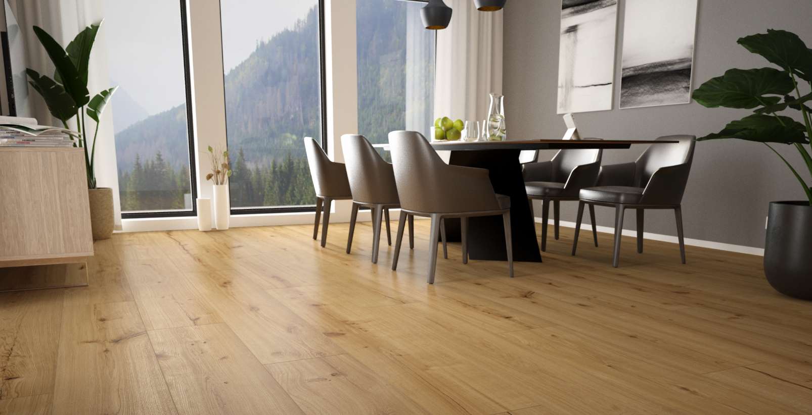 Natural Cortona Oak, SE, 6 mm, Long Plank - Room Scene