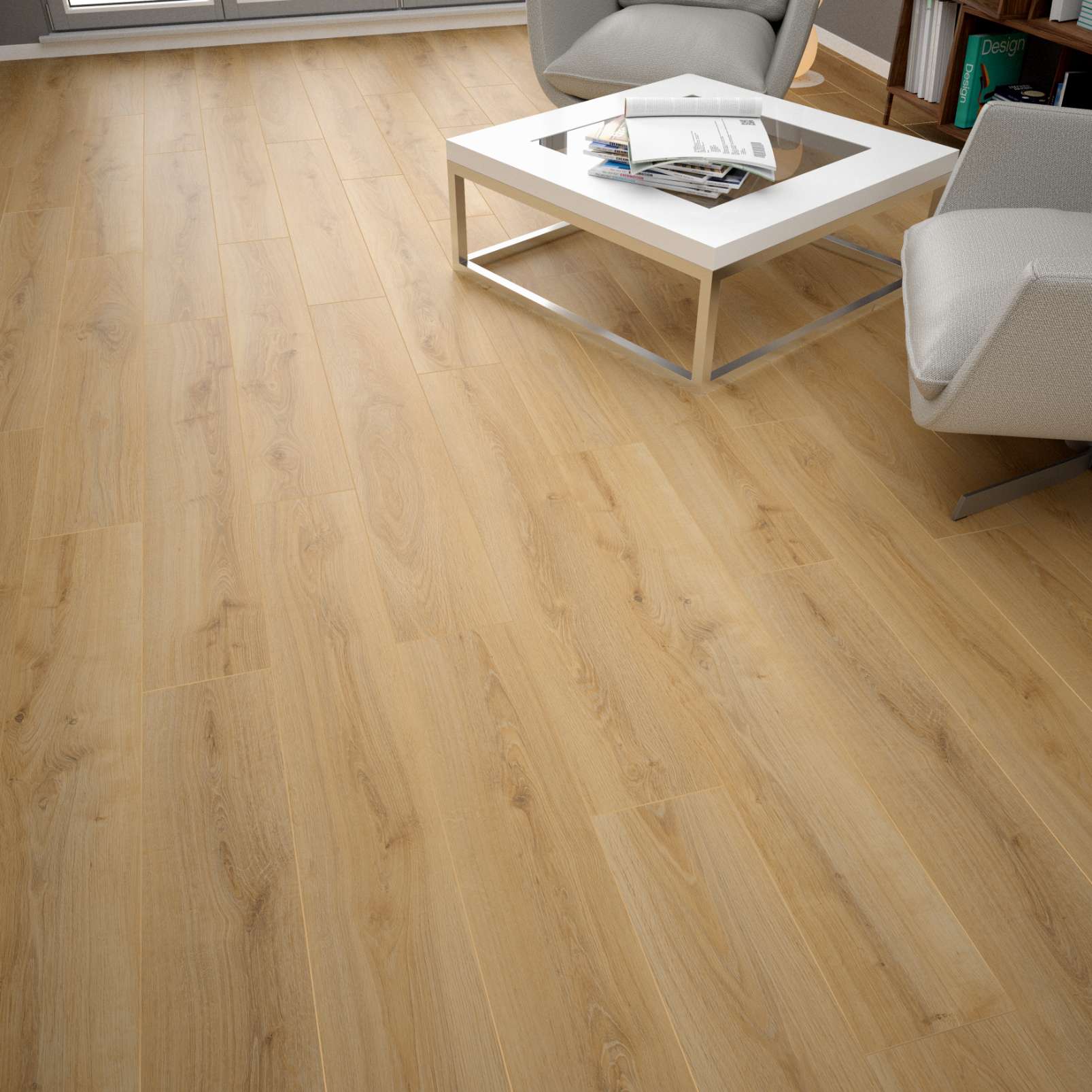 Beige Parioli Oak, MW, 8 mm, Standard Plank - Room Scene