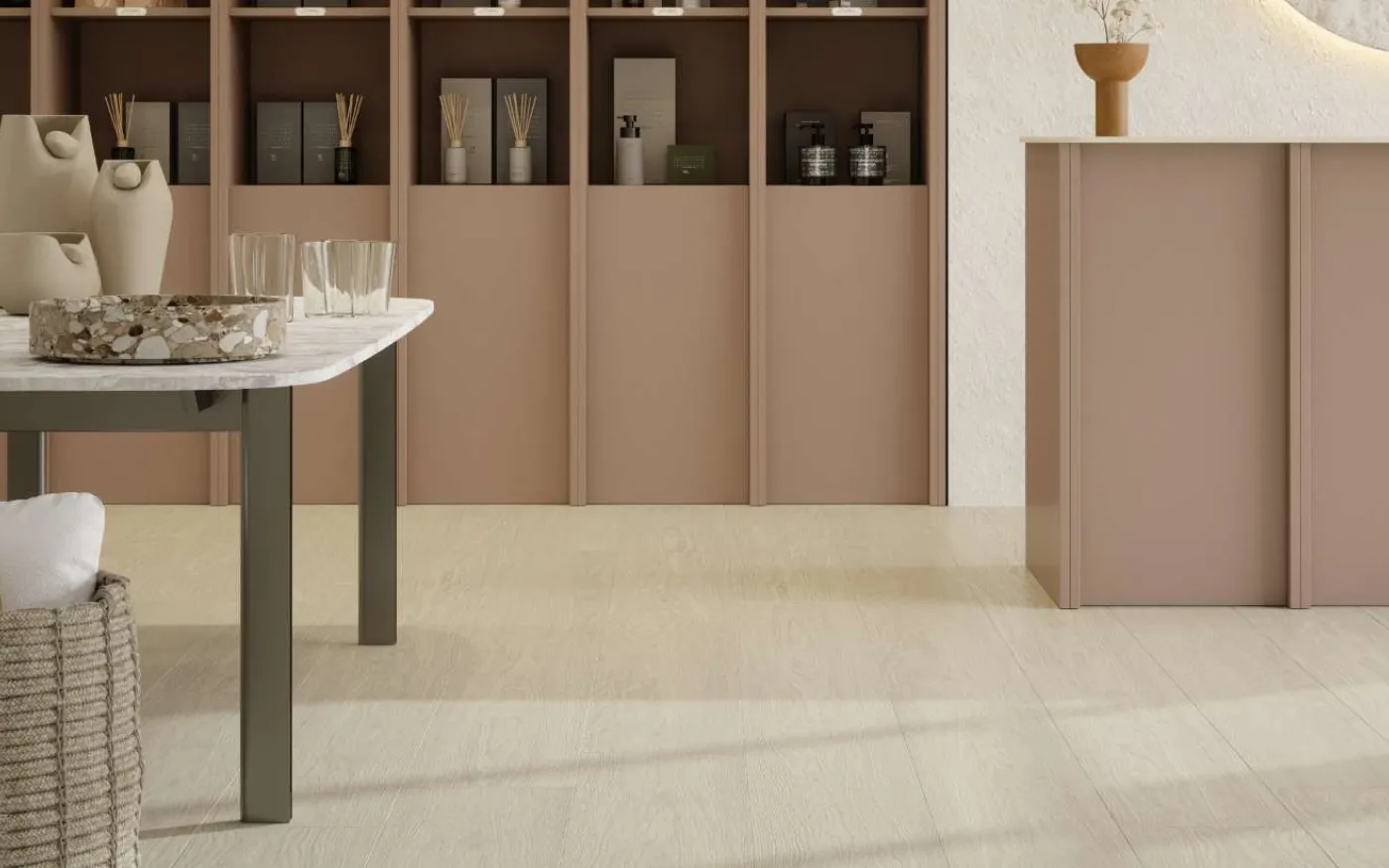 Cream Darcy Oak, DY, 13 mm, Wide Plank - Room Scene