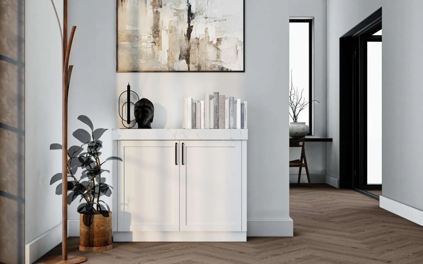 Steel Montanara Oak, MR, 6 mm, Herringbone - Room Scene