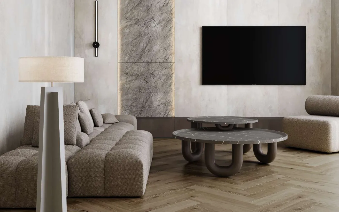 Aged Montanara Oak, MR, 8 mm, Herringbone - Room Scene