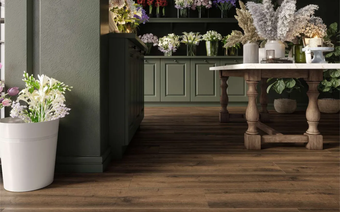 Roast Oak, LU, 8.5 mm, Wide Plank - Room Scene